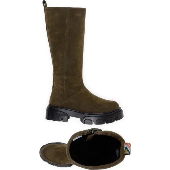 FARM RIO Embroidered Suede Tall Knee High Lug Sole Boot Green Suede 7.5 NEW - Picture 4 of 14